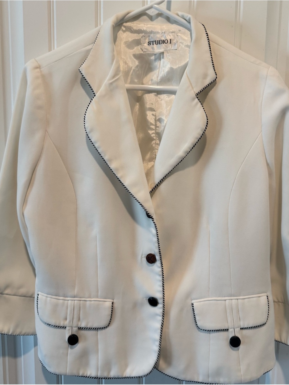 Studio I White Blazer with Black Trim